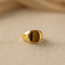 Tigers Eye Signet Pinky Ring Men's Jewelry in 18K Yellow Gold Over Sizes 8-17 for sale  Shipping to South Africa