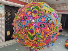 Garden Parasol Elephant Embroidered Indian Outdoor Sun Shade Patio Umbrella 72", used for sale  Shipping to South Africa