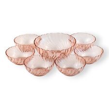 VTG Arcoroc Glass Bowls Rosaline Pink Swirl France 7 Piece Set Salad Dessert for sale  Shipping to South Africa
