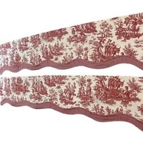 2 Waverly Red Toile Valance Country Life Garnet Fairfield Scalloped Gingham 71w for sale  Shipping to South Africa
