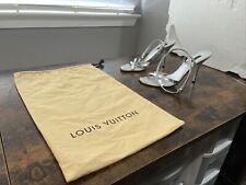 Louis Vuitton Metallic Silver Leather Strappy Sandals hammered Heel Size 40 for sale  Shipping to South Africa