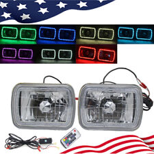 Used, For 86-95 JEEP WRANGLER YJ 7X6 RGB MULTI COLOR LED SMD Halo Headlights PAIR for sale  Shipping to South Africa