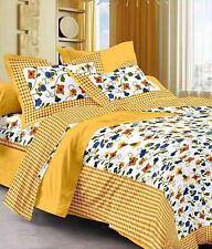 Sábana de cama doble de algodón amarillo estampado floral con 2 fundas de almohada B7 segunda mano  Embacar hacia Argentina