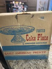 Used, Vtg Anchor Hocking Early American Prescut Glass Footed Cake Plate Stand 706 Box for sale  Shipping to South Africa