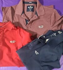 Camisa polo masculina Hollister XSmall vermelha, azul, marrom manga curta logotipo algodão sólido comprar usado  Enviando para Brazil