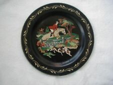 bandeja de utensílios vintage pintada cavalo equestre raposa caça toleware bandeja redonda, usado comprar usado  Enviando para Brazil