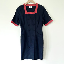 Laura Ashley Vintage 90s Sailor Linen Cotton Dress Nautical 8 for sale  Shipping to South Africa