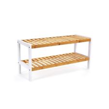 SONGMICS Natural Bamboo 2-Tier Shoe Rack, Shelf for Shoes Plants Books, used for sale  Shipping to South Africa
