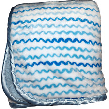 Cobertor de bebê Zak & Zoey azul branco linha squiggly cetim Sherpa Chevron zig zag comprar usado  Enviando para Brazil