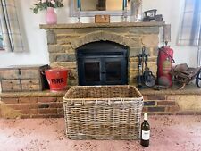 Large Vintage Wicker Laundry Basket, Wicker Basket. Log Basket, Blanket Box for sale  Shipping to South Africa