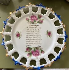 VINTAGE LORD'S PRAYER 8" COLLECTIBLE WALL PLATE GOLD TRIM ROSES , used for sale  Lavonia