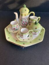 Used, Antique Vintage Miniature Tea Set cream green floral excellent condition for sale  Shipping to South Africa