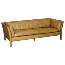 STYLISH SUPER COMFORTABLE LARGE HALO GROUCHO TAN BROWN LEATHER THREE SEAT SOFA for sale  Shipping to South Africa