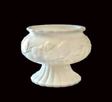 VINTAGE MILK GLASS PEDESTAL FLORAL & IVY VASE- CANDY DISH- PLANTER for sale  Shipping to South Africa