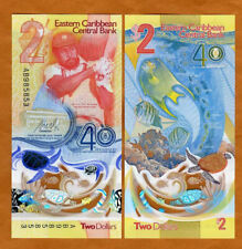 Caribe Oriental, $2 2023, polímero conmemorativo, prefijo AB, P-W61, UNC segunda mano  Embacar hacia Argentina