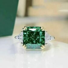 Used, 3.Ct Asscher Cut Green Lab Created Emerald Engagement 14k White Gold Finish Ring for sale  Shipping to South Africa
