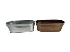 Paquete de 2 ollas de jardín de cocina de metal plata y cobre 11x4.5x3.75" NUEVAS (Leer descripción segunda mano  Embacar hacia Argentina