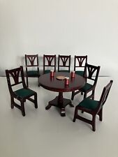 Used, Dollhouse Miniature Round Dining Room Table and 6 Mahogany Finish Chairs 1:12 for sale  Shipping to South Africa