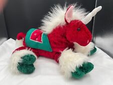 2001 Commonwealth rojo verde felpa unicornio con silla de montar vacaciones de Navidad unicornio segunda mano  Embacar hacia Argentina