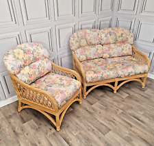 Retro Mid Century Bamboo Wicker Cane Tub Arm Chair & Sofa Love Seat- Boho Tiki? for sale  Shipping to South Africa