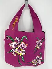 VTG Y2K Ed Hardy Bag Christian Audigier Large Pink Canvas Tote Bag Handbag Purse for sale  Shipping to South Africa