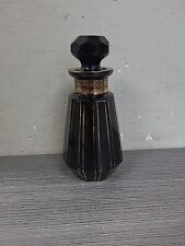 Frasco de perfume vintage tcheco vidro preto com rolha ouro Deco Hollywood Regency, usado comprar usado  Enviando para Brazil
