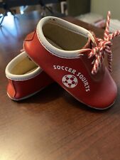 Zapatos para bebé de colección chorros de fútbol CREEPER botas altas para el torso cordones de cuero rojo segunda mano  Embacar hacia Argentina
