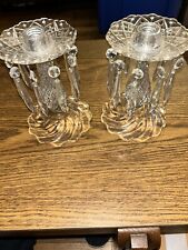 Conjunto vintage de dois castiçais de cristal de 7 pol. com prismas pendurados comprar usado  Enviando para Brazil