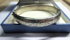 Vintage SOLID HALLMARKED SILVER Hinged BANGLE, BRACELET - Scroll Decoration for sale  Shipping to South Africa