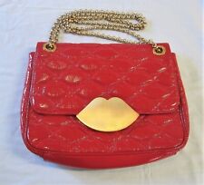 Lulu Guinness Patent Leather Red Crossbody Bag with Quilted Lips  for sale  LEEDS