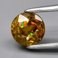 0.89ct 5.5mm Round Natural Greenish Yellow Sphene Gemstone, Super Sparkles for sale  Shipping to South Africa