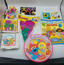 Suprimentos vintage para decoração de festa de aniversário dos anos 90 Sesame Street, Barney, Peanut, Power, usado comprar usado  Enviando para Brazil