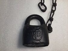 Vintage  'Chas Fields & Sons' Large Cast Iron Tumbler Star Padlock w/Chain PRR for sale  Shipping to South Africa