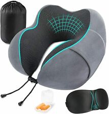 Memory Foam Travel Pillow Neck Support Cushion With Carry Bag Ear Plugs & Mask for sale  WEDNESBURY