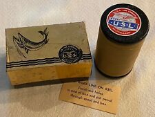Vintage U.S.L. Carretel de madeira linha de pesca marca na caixa Fortuna tamanho 9 200 jardas comprar usado  Enviando para Brazil