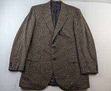 Oxxford Clothes Crown Cashmere 42 Houndstooth Brown Plaid Sport Coat Jacket P for sale  Shipping to South Africa