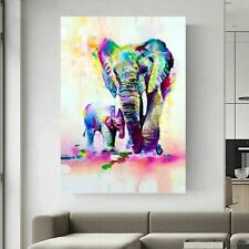 Elephants Family Colorful Abstract - IMPRESSÃO DE PÔSTER DE ARTE DE PAREDE EM TELA EMOLDURADA PROFUNDA comprar usado  Enviando para Brazil