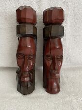 Juego de 2 esculturas de madera maciza talladas a mano - hombre y mujer jamaicanos - pareja segunda mano  Embacar hacia Mexico