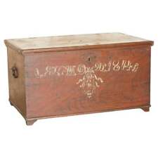 Sublime 1844 Dated Hand Painted Swedish Chest or Trunk for Linens Coffee Table for sale  Shipping to South Africa