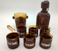 Vintage Amber Glass 9 Piece Espanhol Beber Vino Whiskey Wine Set comprar usado  Enviando para Brazil