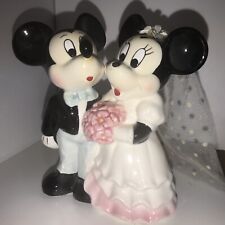 Estatueta de porcelana Mickey & Minnie Mouse Disney noiva noivo bolo de casamento comprar usado  Enviando para Brazil