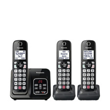 Telefone sem fio Panasonic KX-TGD833 3 aparelhos sistema de atendimento preto metálico, usado comprar usado  Enviando para Brazil