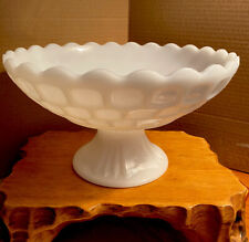 Vintage Large Milk Glass Opaque White Pedastal Fruit Bowl Compote EUC 5” Tall for sale  Shipping to South Africa