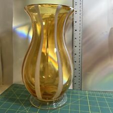 Vintage Butterscotch and White Striped Art Glass Vase for sale  Shipping to South Africa