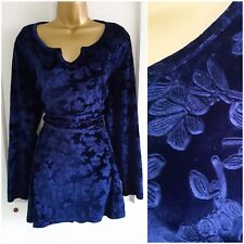Joe Browns Navy Blue Floral Embossed Velour Velvet Tunic Style Top Size 16 for sale  Shipping to South Africa