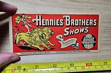Vintage Hennies Brothers Amusement Park Circus Advertising Paper Tickets Rare for sale  Shipping to South Africa