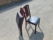 Vintage Pair x2 Wooden Folding Director Chairs with Vinyl padded seats retro MCM for sale  Shipping to South Africa