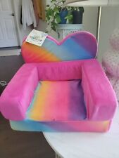 Silla sofá cama plegable Build A Bear de felpa púrpura rosa en forma de corazón etiqueta arco iris segunda mano  Embacar hacia Argentina