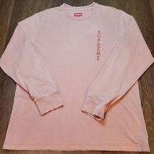 Used, Supreme Embroidered Vertical Logo Peach Soft Cotton Longsleeve Shirt Mens M for sale  Shipping to South Africa