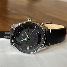 Relógio masculino de couro preto verde/prata Citizen Eco-Drive - BM6980-08E MSRP: US$ 195 comprar usado  Enviando para Brazil